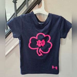 Under Armour Girls Notre Dame Tee with Pink Shamrock